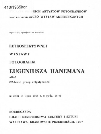 Grafika do wystawy Retrospektywna wystawa fotografiki Eugeniusza Hanemana