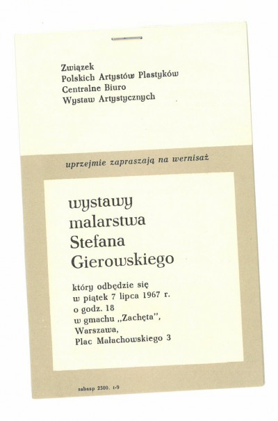 Grafika obiektu: Wystawa malarstwa Stefana Gierowskiego