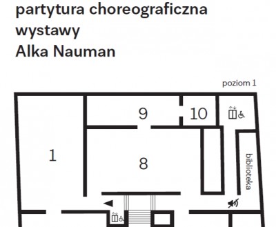 Grafika obiektu: Partytura choreograficzna wystawy. Alka Nauman