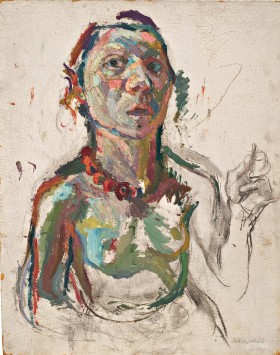 Zdjęcie pracy Maria Lassnig, Selbstporträt expressiv (Expressive Self-portrait), 1945 © Maria Lassnig Foundation